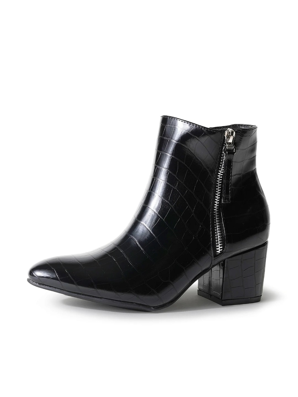 J. Adams Zuma Black Croc Ankle Boot with Side Zip Size 8